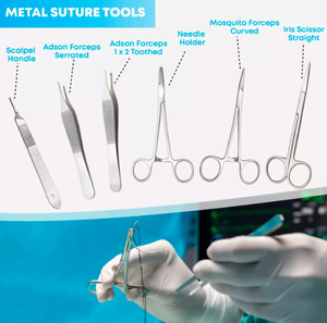 Kit de suture chirurgicale complet de coussinets en silicone durables les mieux notés ensemble de formation pour étudiants en médecine avec outils en acier - Product Image 5