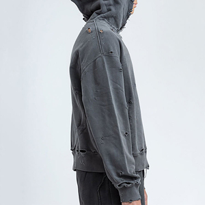 Sudadera con Capucha Unisex Bordada de Invierno, Estilo Vintage Desgastado, 100% Algodón, Felpa, Oversize, Ecológica, Estilo Urbano - Product Image 4