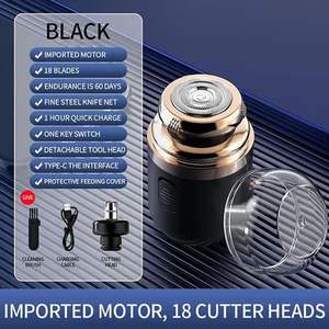 Mini rasoir électrique portable pour hommes 2-en-1 rechargeable, rasoir de voyage avec chargement Type-C, IPX7, noir, 2 têtes rotatives pour le visage - Product Image 2