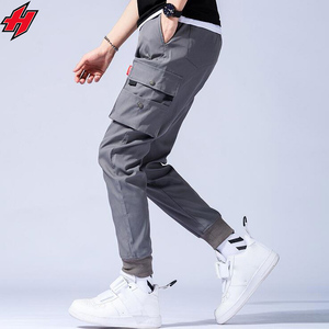 Pantalones de chándal holgados de cintura alta de Hip Hop informales para hombre, cintas, múltiples bolsillos, Capris, ropa de calle de Color, pantalones Cargo - Product Image 2