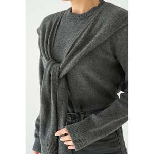 เสื้อสเวตเตอร์สีแอนทราไซต์ผูกเชือกด้านหน้า - Product Image 1