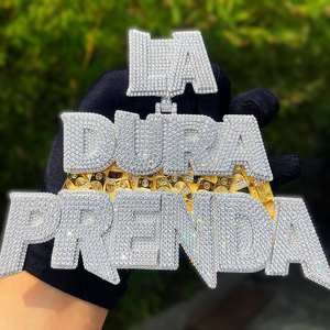 Collar de Lujo con Letra Corona de Moissanita Iced Out, Collar Personalizado con Nombre de Diamantes Estilo Hip Hop y Cadena Cubana - Product Image 6