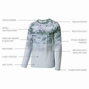 Polo de pêche à manches longues Polyester Spandex respirant mèche Sublimation maillot de pêche ou vente - Product Image 6