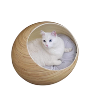 Lits pour chiens et chats en bambou tissé écologiques, forme ronde, amovibles et lavables, coussin doux fait main, Vietnam