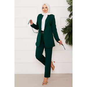 Conjunto de Traje con Chaqueta Cruzada para Mujer, Color Esmeralda - Product Image 1