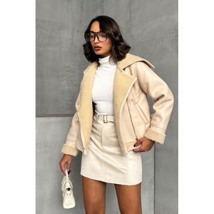 Chaquetas de Cuero con Cierre de Cremallera para Mujer, Color Piedra Claro, Producto al por Mayor de Topshow - Product Image 5