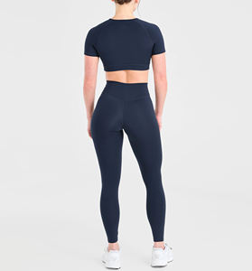 Vente en gros Premium Stretch Leggings de yoga taille haute pour femmes Vêtements de sport taille élastique pour Fitness Running Leggings à motif solide - Product Image 4