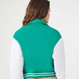 Chaqueta de bombardero de diseño de béisbol de lana de algodón universitario a prueba de viento para mujer con parches de chenilla bordados estilo universitario - Product Image 4