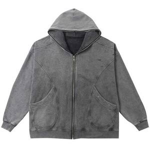 100% algodón lavado con ácido Streetwear Puff Print Sun Faded Acid Wash Vintage Hoodie - Product Image 1