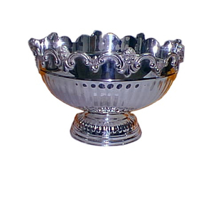 Bol à fruits à pieds en argent Décorations de mariage et cadeaux de retour Hotelware Ustensiles Plats et assiettes en acier inoxydable - Product Image 1