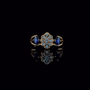 Anillo de Diamante Cultivado en Laboratorio de 0.20 CTW con Zafiro Azul, Certificado SGL, Oro Sólido de 14K - Product Image 1