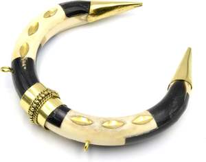 สร้อยคอพร้อมจี้รูปกระดูกพระจันทร์เสี้ยวสีทองแบบฝังประดับสำหรับงานปาร์ตี้ของขวัญแต่งงานมีฝาปิดโฟกัสสีน้ำตาลวัวกระดูกแตร - Product Image 5