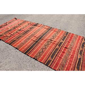พรมคิลิมวินเทจ ขนาด 4.8x11.4 ฟุต สีน้ำตาลแดงลายตาราง ทำจากขนสัตว์แบบตุรกี - Product Image 2