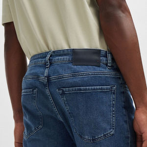 Mono vaquero personalizado para hombre, Pantalón recto, informal, ajustado, cintura media, elástico, con cremallera, lavado con mosca, pantalones vaqueros regulares - Product Image 4