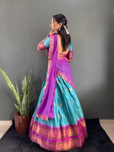 NUEVO LEHENGA CHOLI FESTIVO PARA FIESTAS CON DUPATTA, TELA DE ALGODÓN CON BORDADO GRANDE Y TRABAJO TEJIDO - Product Image 4