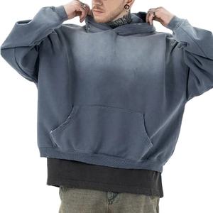 Sudadera con capucha personalizada de 400gsm para hombre, Jersey de invierno de tela polar con estampado de algodón 100% 3D bordado Boxy Fit - Product Image 1