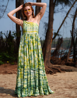 Robe longue bohème sans bretelles en rayonne lavable, légère et écologique, tie-dye, élégante et décontractée, style kaftan, respirante et fluide, idéale pour l'été et la plage