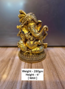 Figurines de Ganesh et Lakshmi en laiton antique moderne sur mesure, multicolores, pour les temples domestiques et la décoration religieuse - Product Image 4