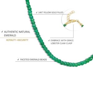 GOODSTONE Collier en perles d'émeraude naturelle pour femmes en argent sterling 925 or jaune taille 16 IN bijoux en pierre de naissance - Product Image 4