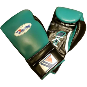 Gants de boxe à lacets Winning, vert et noir, cuir véritable de qualité supérieure, gants d'entraînement et de sparring professionnels, 8oz, 10oz, 12oz - Product Image 1