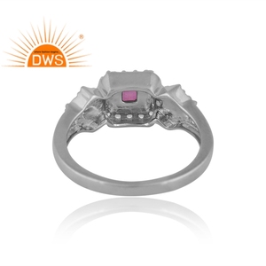 Bague en argent plaqué palladium avec topaze rose et topaze blanche de conception unique pour femmes bijoux personnalisés pour femmes cadeau pour elle - Product Image 2