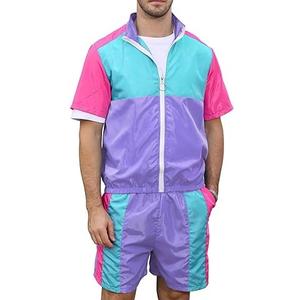 Personnalisable Hommes Haute Qualité Casual Wear Respirant À Manches Courtes Fermeture Éclair Vestes Coupe-Vent Ensembles Coupe-Vent Survêtement Court - Product Image 1