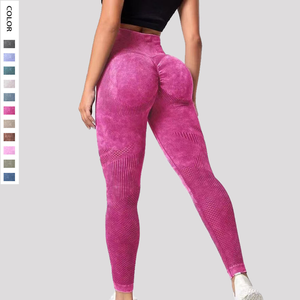 Leggings de yoga taille haute personnalisés pour femmes taille élastique collants de gymnastique push-up pour fesses de pêche couleur unie rayures creuses Spandex/Nylon - Product Image 5