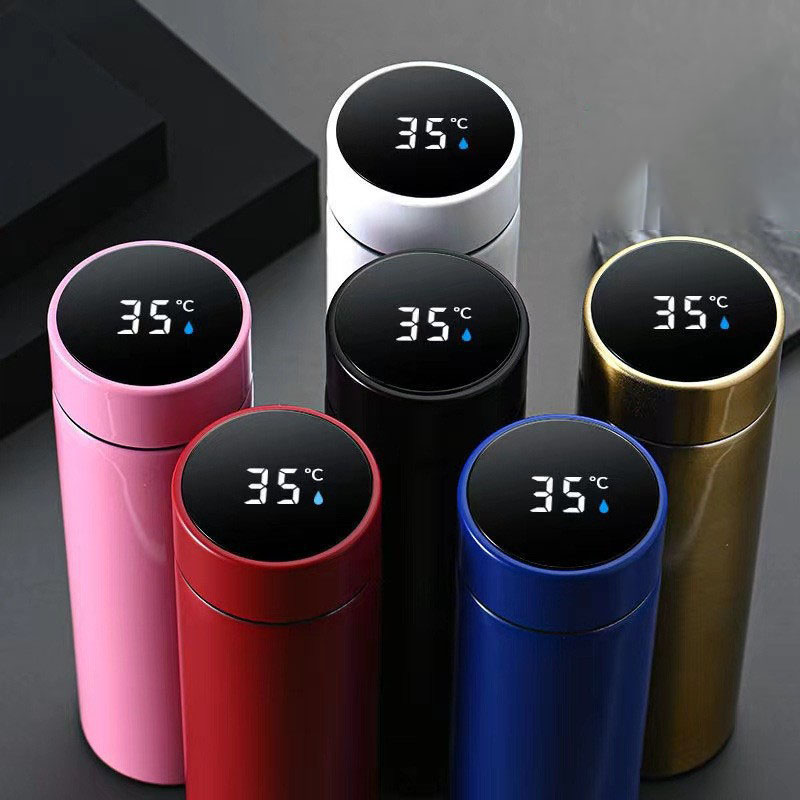 Customized 500ml Smart Water Bottle Logo Digital Thermo Bottle Double Wall Stainless Steel Vacuum Custom Hot Water Bottle