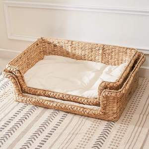 Handmade <b>pet</b> bed with <b>pillow</b> sustainable water hyacinth basket beds weave baskets for <b>pets</b> - Product Image 3
