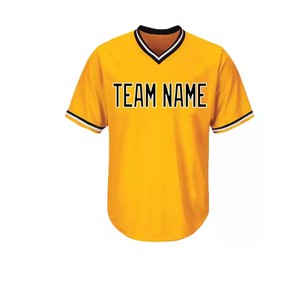 Nouveau design vierge OEM personnalisé vente en gros respirant Design unique de haute qualité couleur jaune maillot/chemise de baseball - Product Image 1