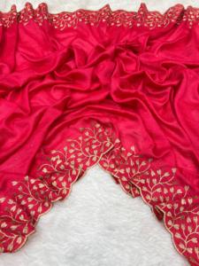 Magnifique Saree en soie Vichitra et Zari travail avec pierre travail avec chemisier broderie travail saree - Product Image 3