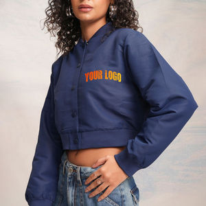 Vente en gros de veste universitaire pour femmes, bombardier surdimensionné de haute qualité, veste de baseball, vêtements d'extérieur en laine mélangée Letterman - Product Image 1