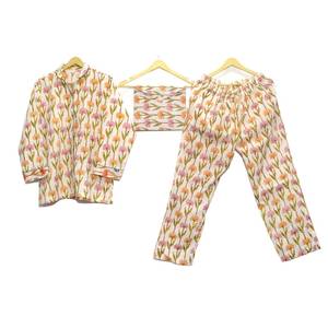 Ensemble pyjama indien imprimé bloc 100% coton Patchwork robe de nuit pour femmes robe de nuit ensemble PJ indien ensembles de pyjama en coton pour femmes au taux de vrac - Product Image 5