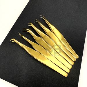 Pince à épiler japonaise en acier inoxydable pour extension de cils Trending Gold Plasma Set avec pointe pointue - Product Image 1