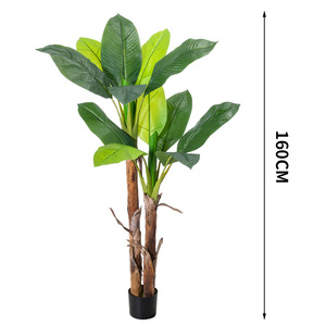 ต้นกล้วยปลอมพร้อมกระถาง ต้นกล้วยเทียมสูง ต้นไม้ประดับพื้นปลอม 3 กิ่ง สำหรับตกแต่งบ้านและสำนักงาน - Product Image 6