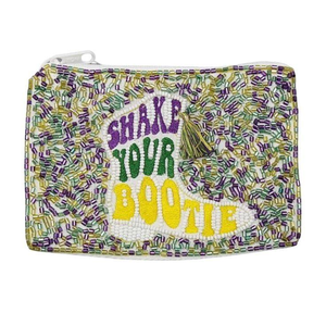 Monedero de Moda para Mujer con Cuentas de Semillas Bordadas y Diseño de Mardi Gras, Monedero Grande para Monedas Hecho a Mano en India - Product Image 1