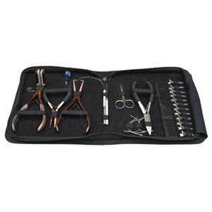 All-In-One Hair Extension Kit Tape Pressing Plier Micro Bead Crimper Remover Tool Pulling Loop <b>Hook</b> & Duckbill <b>Clips</b> - Product Image 1
