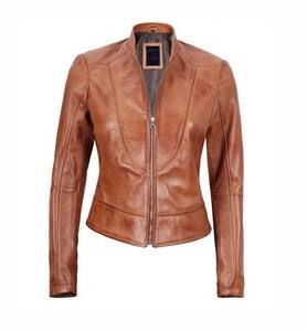 Chaqueta Casual de Piel de Oveja Genuina para Mujer, de Primera Calidad, Transpirable, con Cierre, Ecológica, Resistente al Viento, Forro de Algodón y Viscosa - Product Image 1