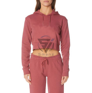 100% Cotton Sport Fitness Cropped Hoodies for <b>Women</b> Jogger Crop Top - Product Image 5