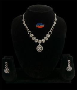 Conjunto de joyas con collar de anuncio puro, acabado en rodio y perlas elegantes, perfecto para regalos de boda, ropa de fiesta y uso diario de moda - Product Image 2