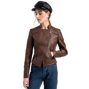 Chaquetas de Cuero para Mujer, Nueva Colección, Chaquetas de Piel de Oveja Auténtica, Chaqueta Corta, Abrigo Sólido y Transpirable - Product Image 1