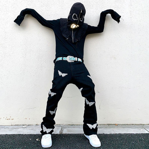 Men's Sun Faded Paneled Flared Sweatpants Breathable Red Acid Wash Stacked <b>Trousers</b> Thick Fleece Streetwear Cotton <b>Trouser</b> Sale - Product Image 3