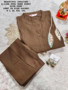 Tendance Vêtements Ethniques Dernier Coton Viscose Doux Exclusif Avec Ensemble De Travail En Laine À Des Tarifs Pas Cher À Vendre - Product Image 2