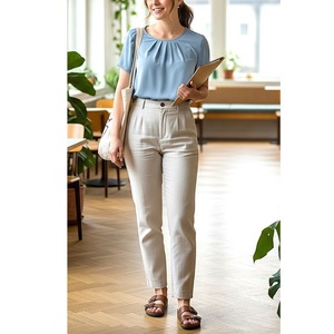 Pantalons chino en coton léger de qualité supérieure pour femmes, prix bas, couleur unie, coupe slim, pantalons chino pour femmes, fournisseur BD - Product Image 5