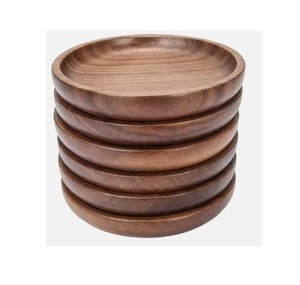 Rustic Walnut Wood Coasters <b>Set</b> Crafted from Premium Acacia Wood with Smooth Wooden Finish for Hot and Cold <b>Beverage</b> <b>Serving</b> - Product Image 1