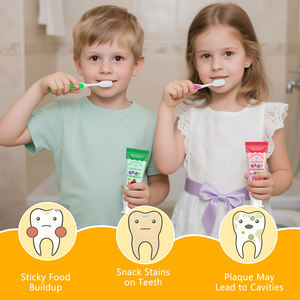 <span class=keywords><strong>Pasta</strong></span> de <span class=keywords><strong>Dientes</strong></span> para Niños YECUCE 60g Segura para Tragar con Sabor Natural a Fresa y Sandía Limpieza Suave para el Cuidado de los <span class=keywords><strong>Dientes</strong></span> de los Bebés - Product Image 3