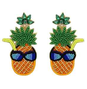 Boucles d'oreilles créoles tendance en perles brodées, faites à la main en Inde, multicolores, pour mariage, pour femmes et jeunes filles, MD Handicrafts - Product Image 1