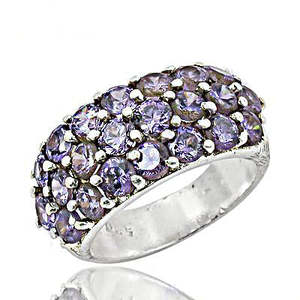 Anillo de Plata 925 con Gema Morada en Corte Marquesa para Mujer, Joyería Fina de Cóctel Chapada en Oro de 10K y Rodio - Product Image 3