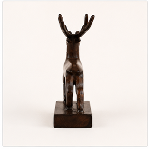 Escultura de Ciervo de Madera Hecha a Mano, Figura de Animal Tallada, Decoración Rústica, Adorno de Mesa para Sala de Estar, Tema Navideño - Product Image 3