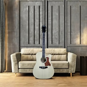 Guitare acoustique Solobeat 40 pouces en acajou clair naturel, avec pan coupé, 6 cordes, plaque de protection, finition vernie polie, vente en gros OEM, acier - Product Image 1
